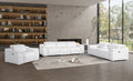 Three Piece White Genuine Leather Five Person Seating Set