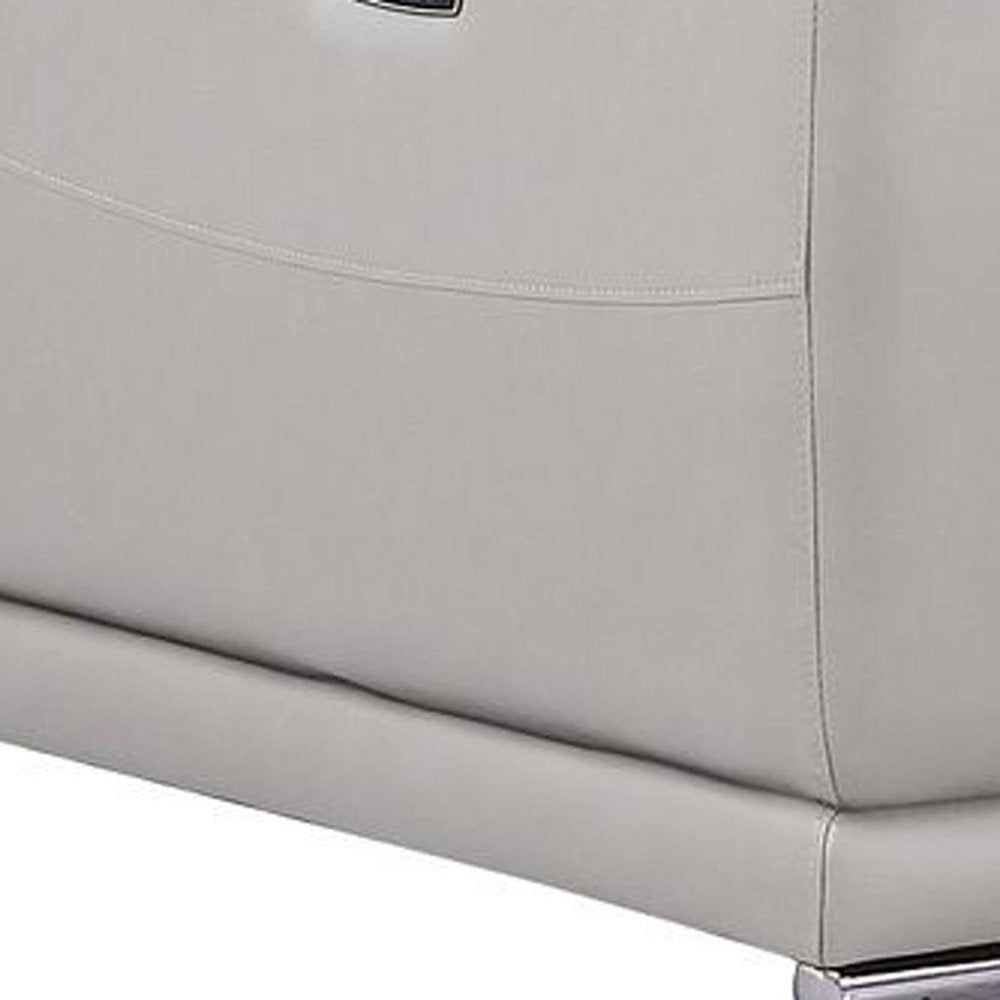 Three Piece Ash Gray Genuine Leather Six Person Seating Set