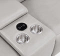 Two Piece Ash Gray Genuine Leather Five Person Seating Set