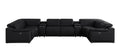 Black Leather Modular U Shaped Eight Piece Corner Sectional With Console
