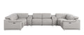 Ash Gray Leather Modular U Shaped Eight Piece Corner Sectional With Console