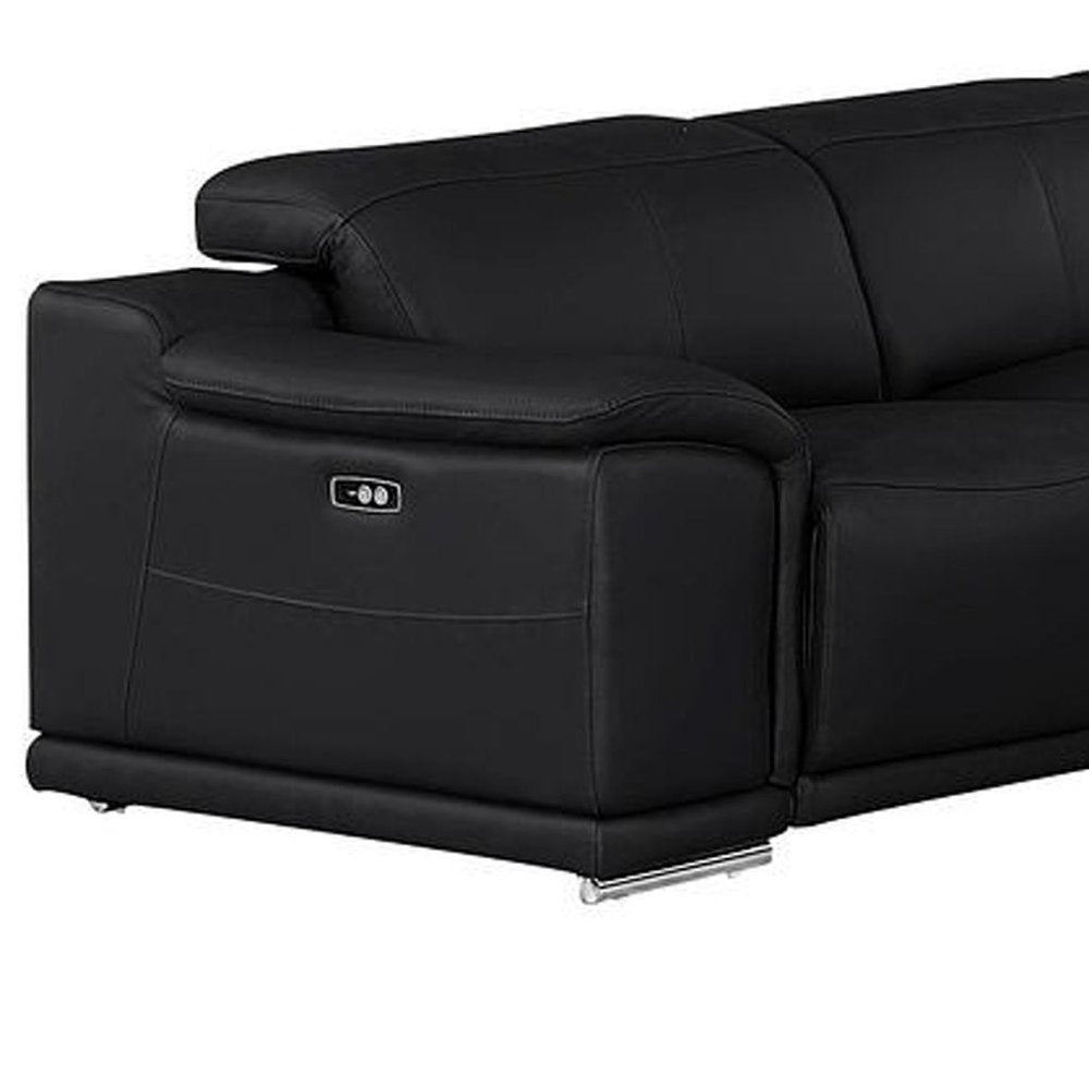 Black Leather Modular U Shaped Ten Piece Corner Sectional With Console