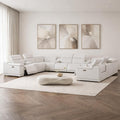 White Leather Modular U Shaped Twelve Piece Corner Sectional With Console