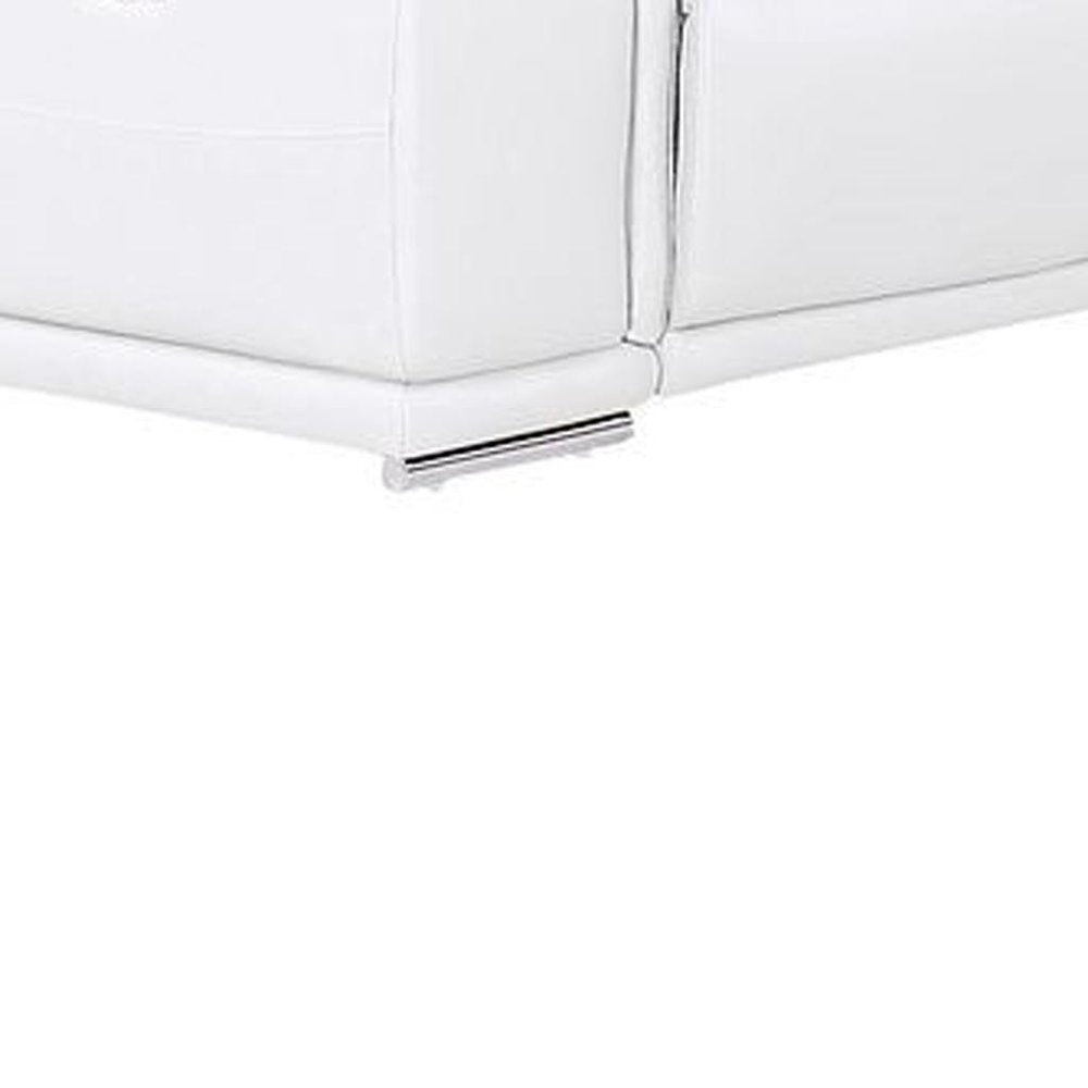 White Leather Modular U Shaped Twelve Piece Corner Sectional With Console