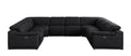 Black Leather Modular U Shaped Eight Piece Corner Sectional