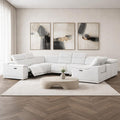 White Leather Modular U Shaped Eight Piece Corner Sectional
