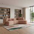 Orange Boucle Modular Curved Three Piece Sectional With Toss Pillows