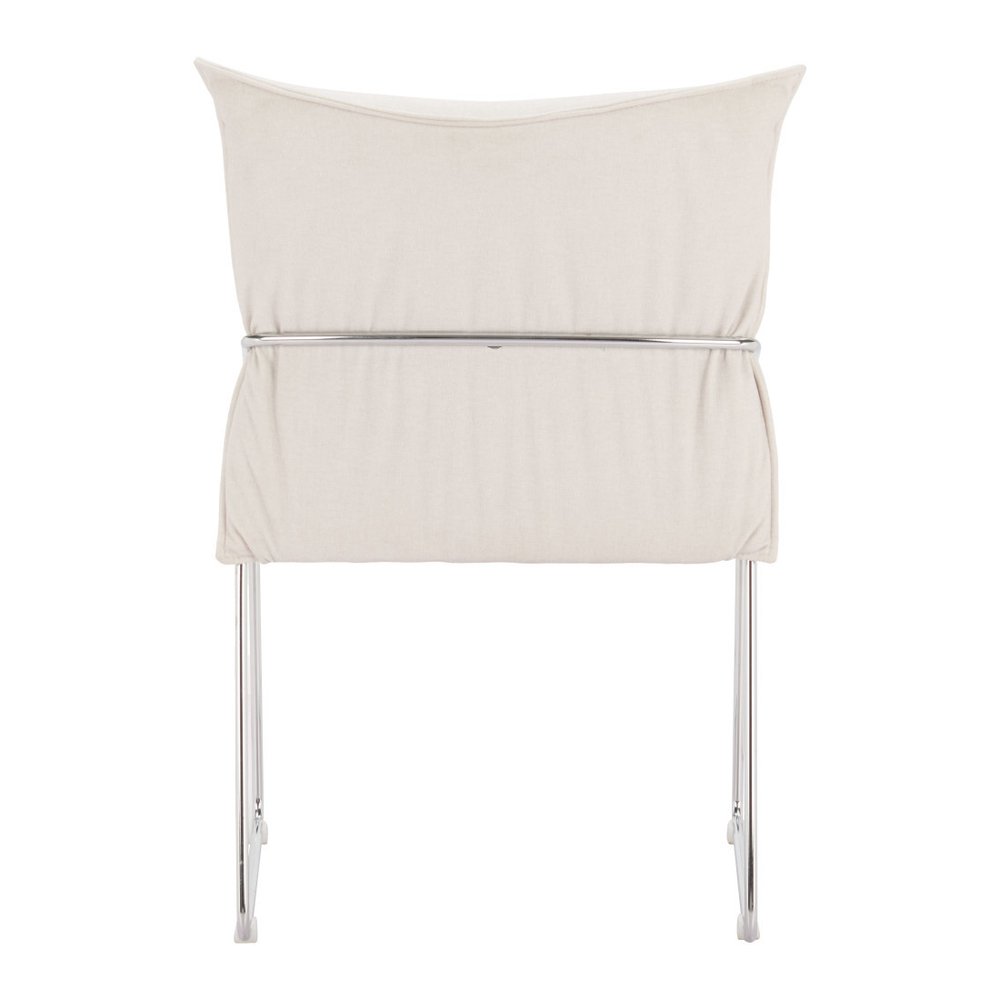 Set of Two White and Silver Upholstered Dining Arm Chairs