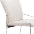 Set of Two White and Silver Upholstered Dining Arm Chairs