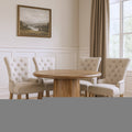 Five Piece Brown Round Solid Wood Dining Set with Four Chairs