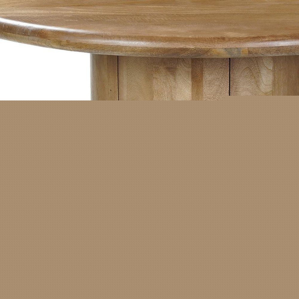 Five Piece Brown Round Solid Wood Dining Set with Four Chairs