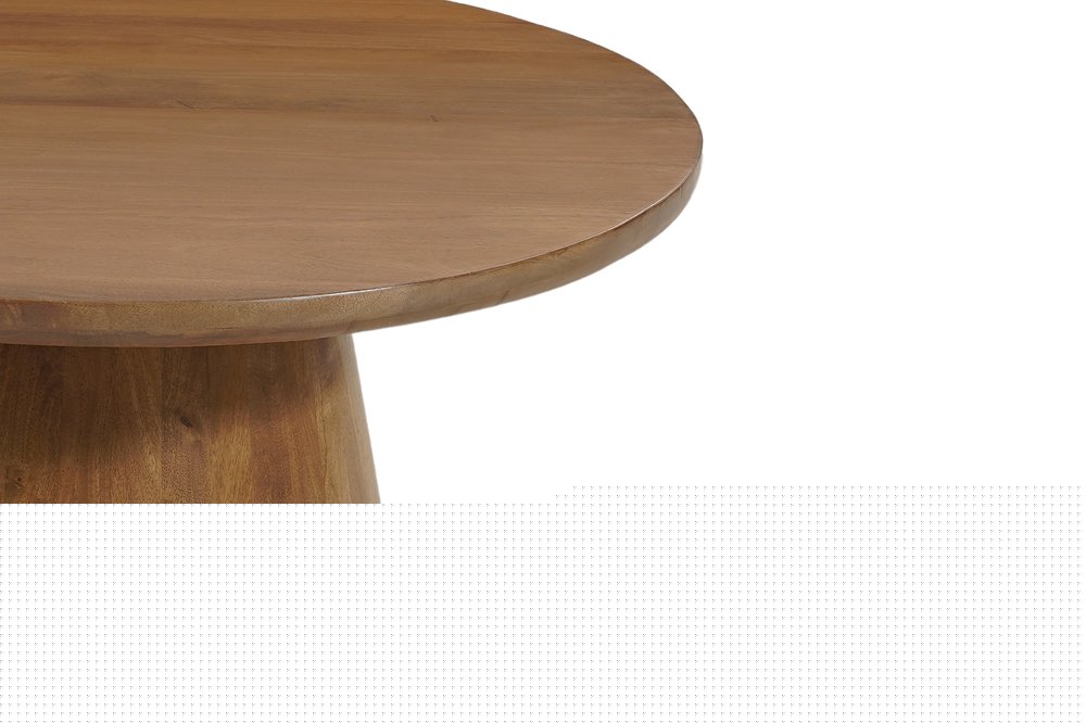 Five Piece Brown Round Solid Wood Dining Set with Four Chairs