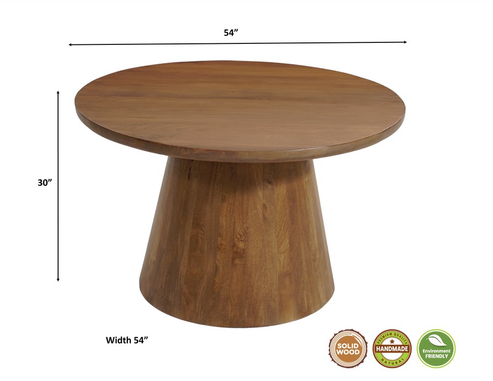 Five Piece Brown Round Solid Wood Dining Set with Four Chairs