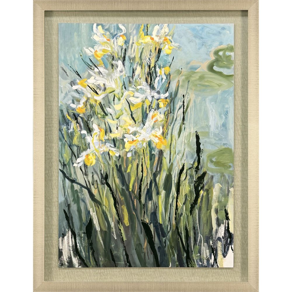 White Irises Gold Framed Wall Art