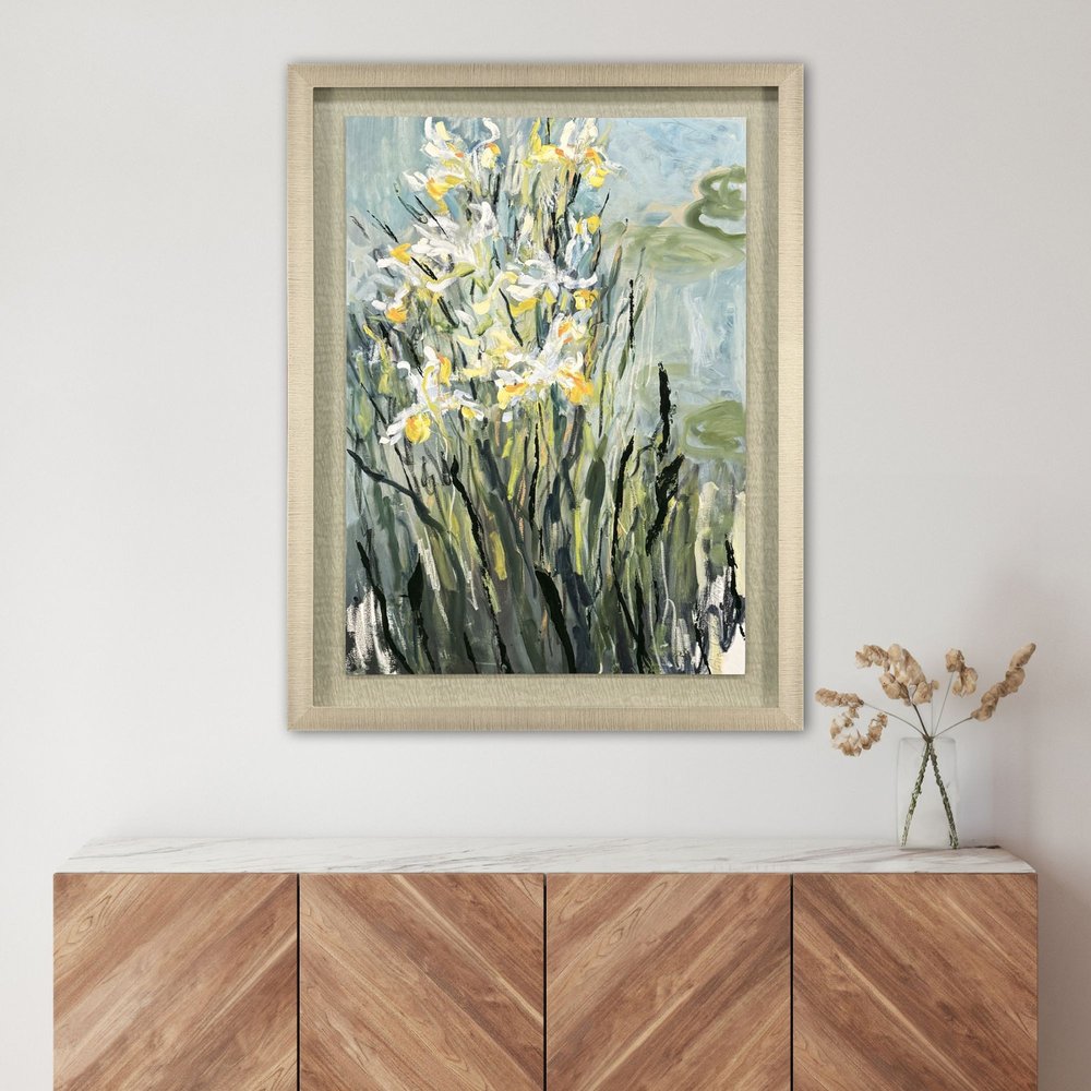 White Irises Gold Framed Wall Art