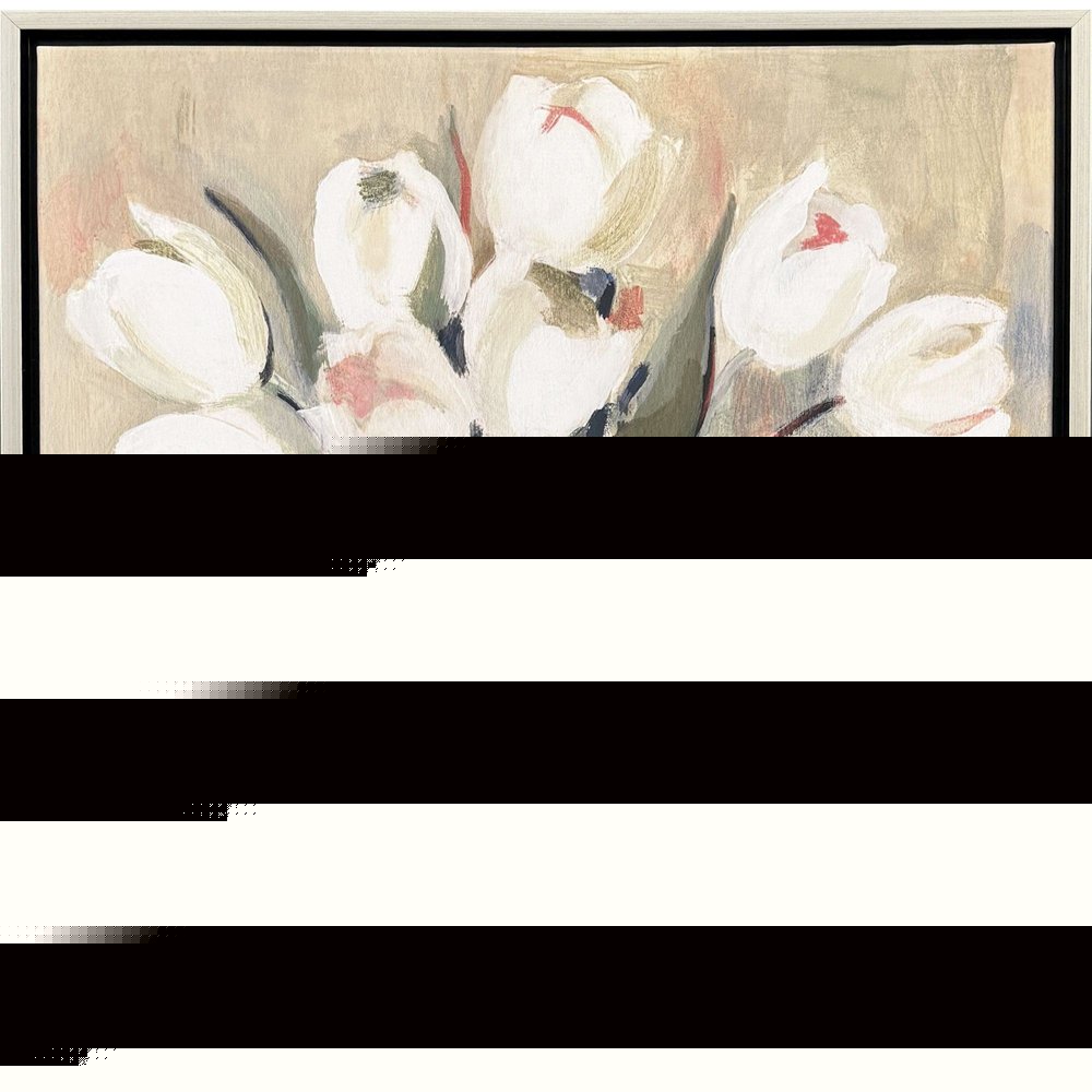 White Tulips Silver Floater Frame Wall Art