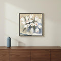 White Tulips Silver Floater Frame Wall Art