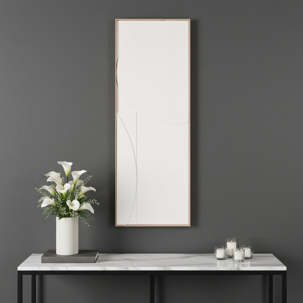 White Minimalist Geo Brown Shadowbox Wall Art
