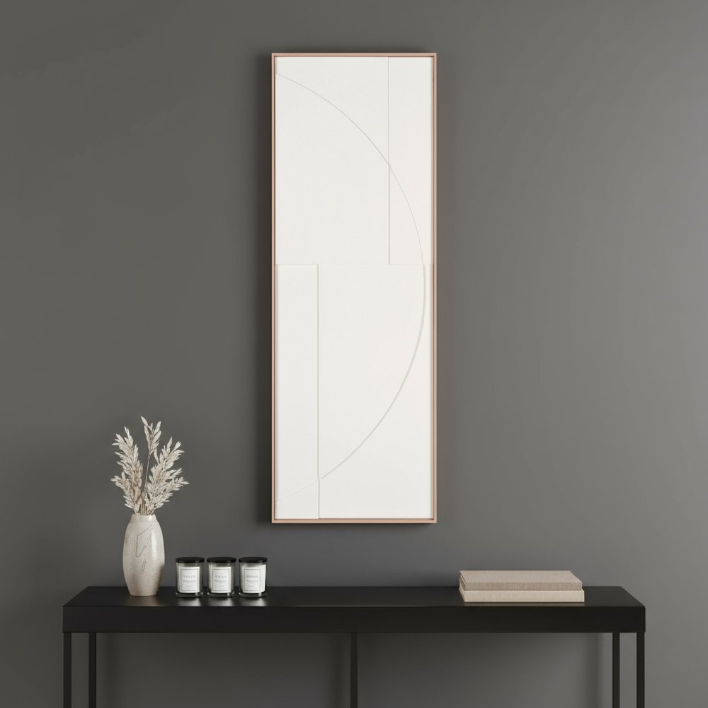 White Geo Brown Shadowbox Wall Art