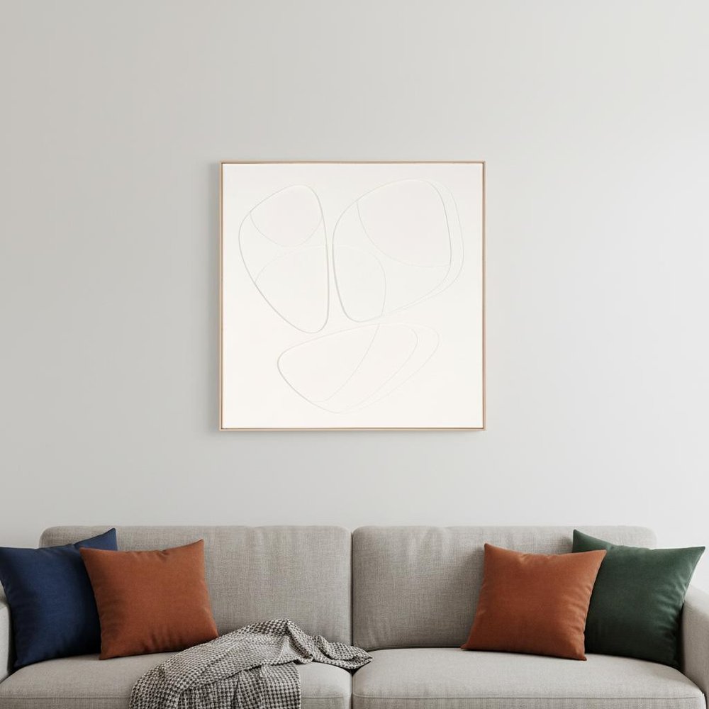 White Curvy Geo Trio Brown Shadowbox Wall Art