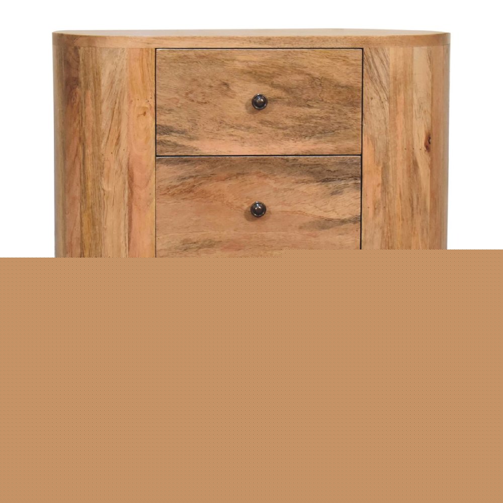 26" Oak Solid Wood Oval Accent Cabinet With Three Drawers