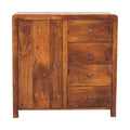 32" Brown Distressed Solid Wood Accent Cabinet With Single Door And Four Drawers