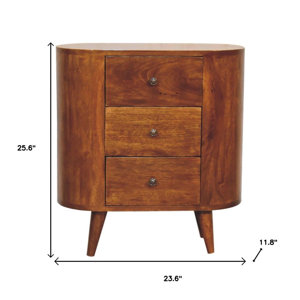 26" Chestnut Solid Wood Accent Cabinet With Two Doors And Three Drawers