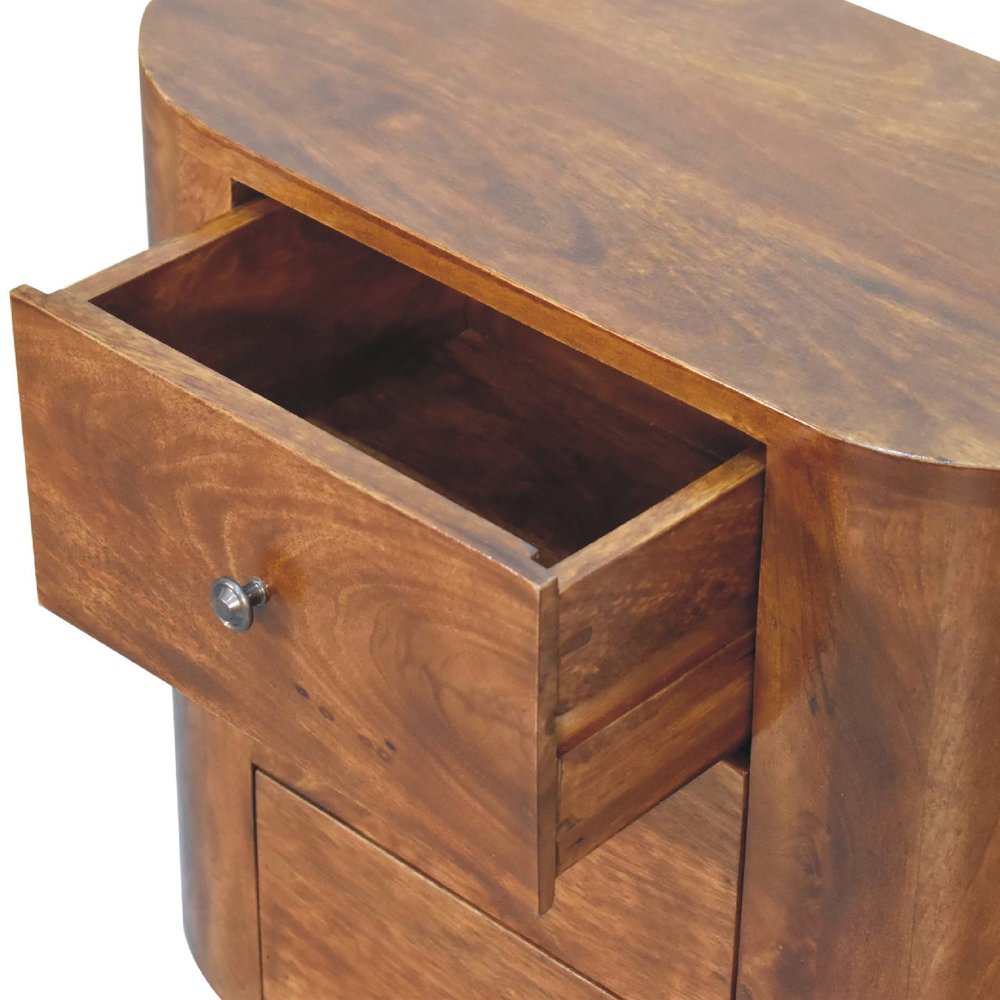 26" Chestnut Solid Wood Accent Cabinet With Two Doors And Three Drawers