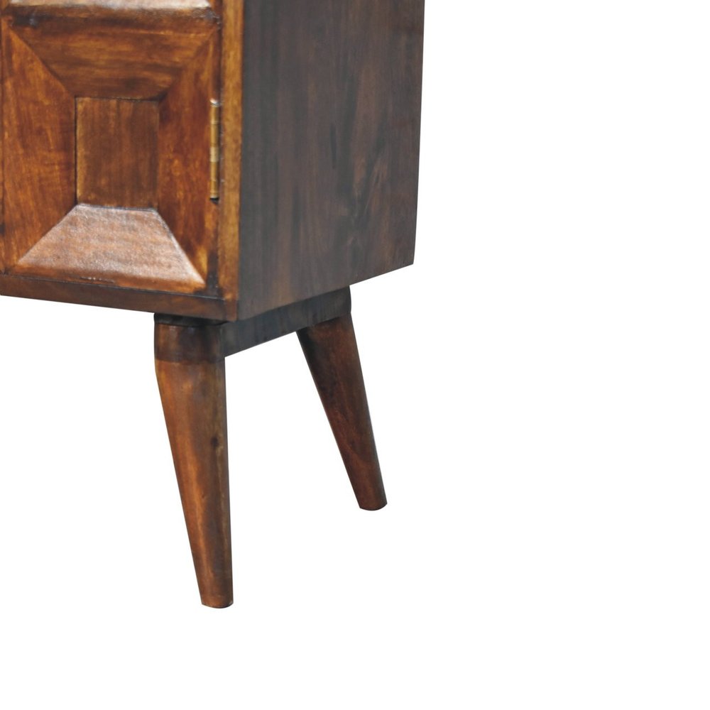 32" Chestnut Solid Wood Textured Door Accent Cabinet With Two Doors