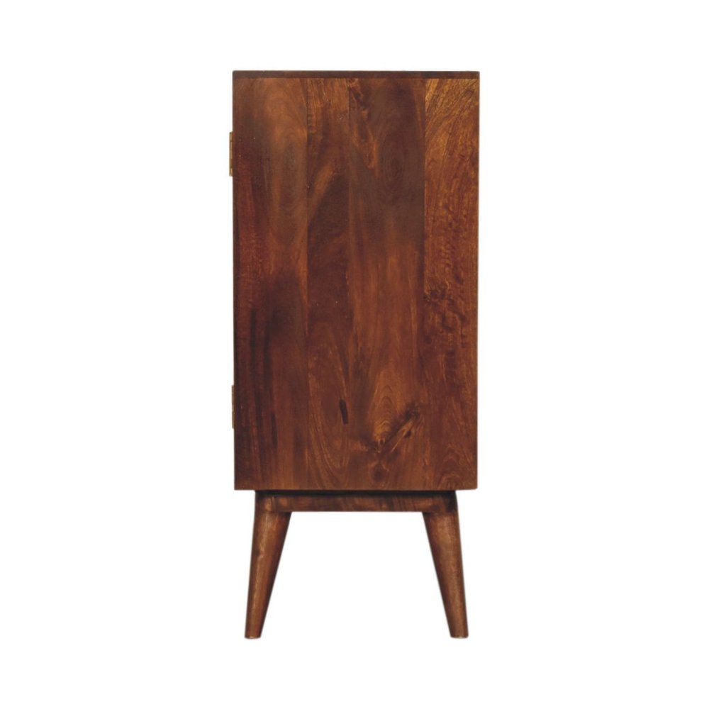 32" Chestnut Solid Wood Textured Door Accent Cabinet With Two Doors