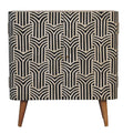 32" Dark Brown Black and White Solid Wood And Inlaid Bone Textured Accent Cabinet With Two Doors