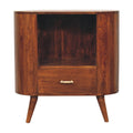 30" Chestnut Solid Wood Oval Accent Cabinet With One Drawer