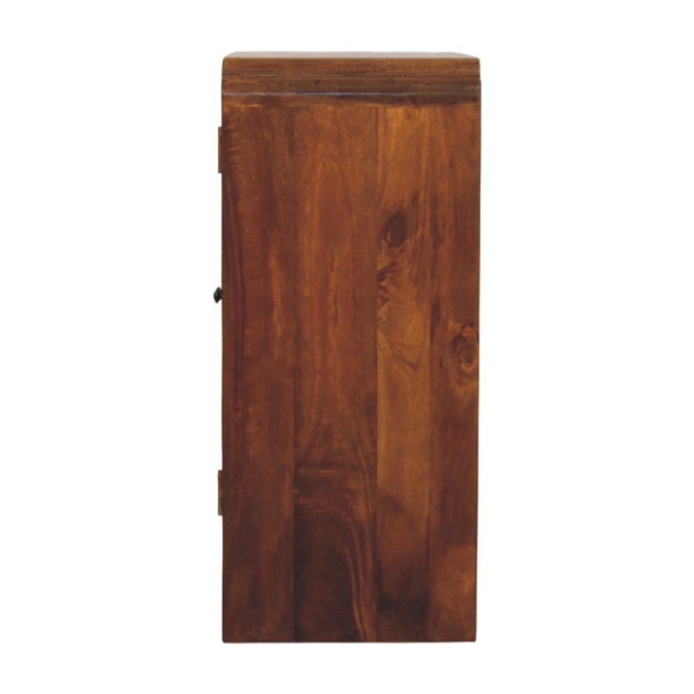 32" Chestnut Solid Wood Scallop Edge Accent Cabinet With Two Doors