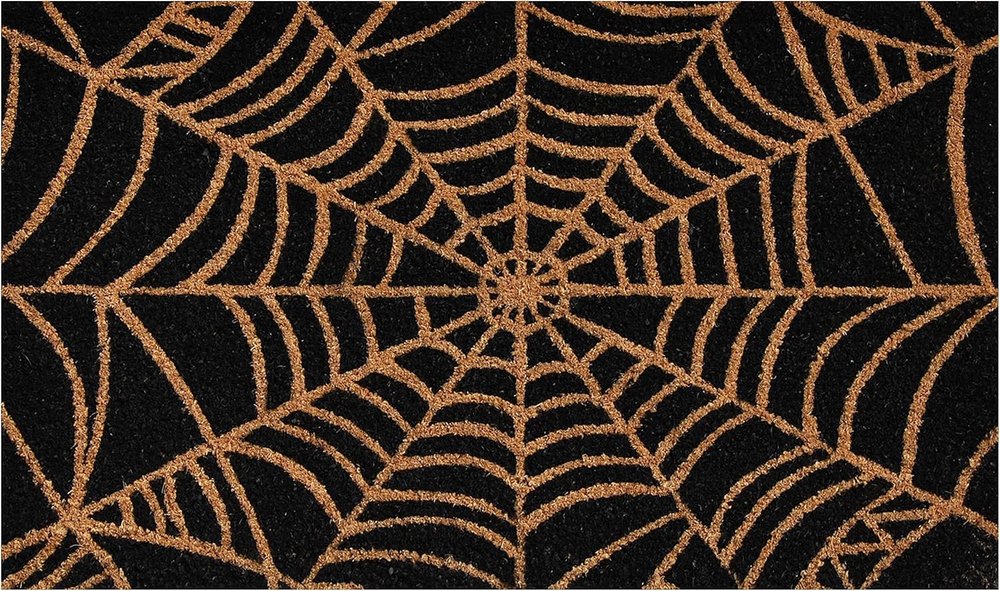 17" X 29" Black And Natural Halloween Halloween Outdoor Coir Door Mat