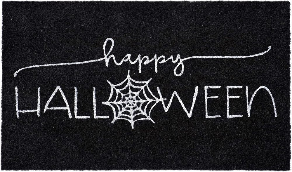 17" X 29" Black And White Halloween Halloween Happy Halloween Outdoor Coir Door Mat