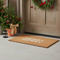 17" X 29" Brown And White Christmas Outdoor Coir Door Mat