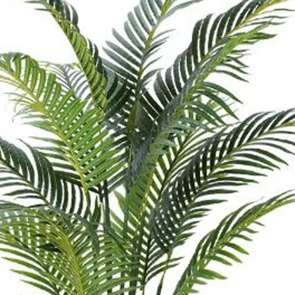 59" Green Artificial Palm Tree In Cylindrical Black Cement Pot