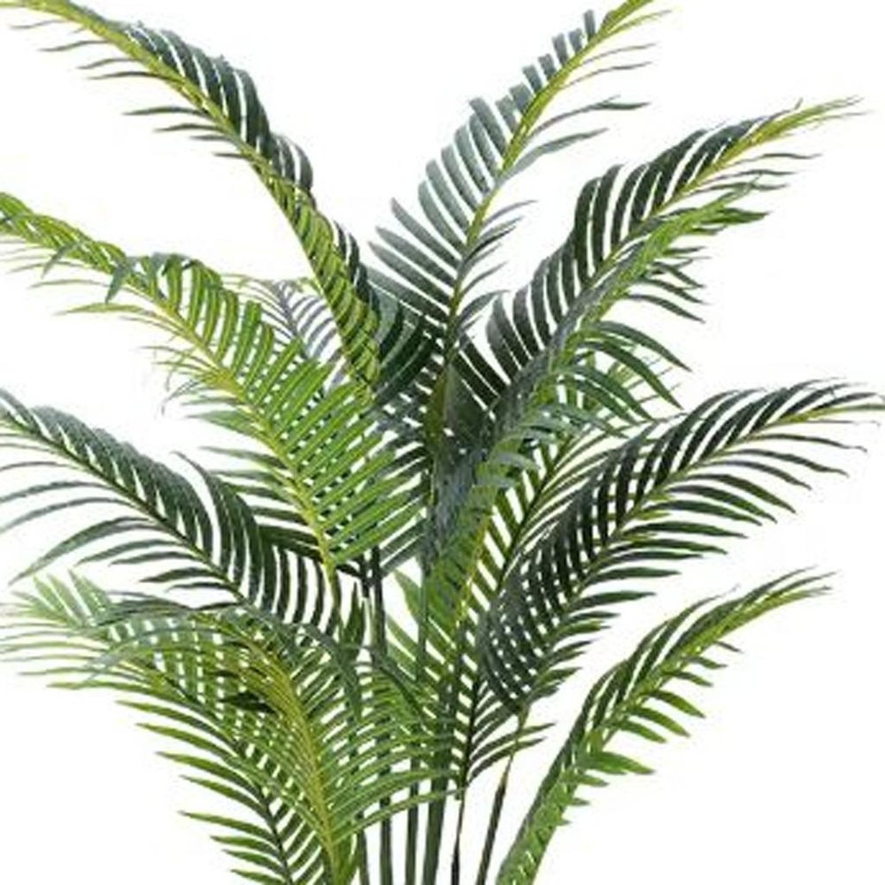 59" Green Artificial Palm Tree In Cylindrical Black Cement Pot