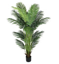 7" Green Artificial Palm In Cylindrical Black Cement Pot
