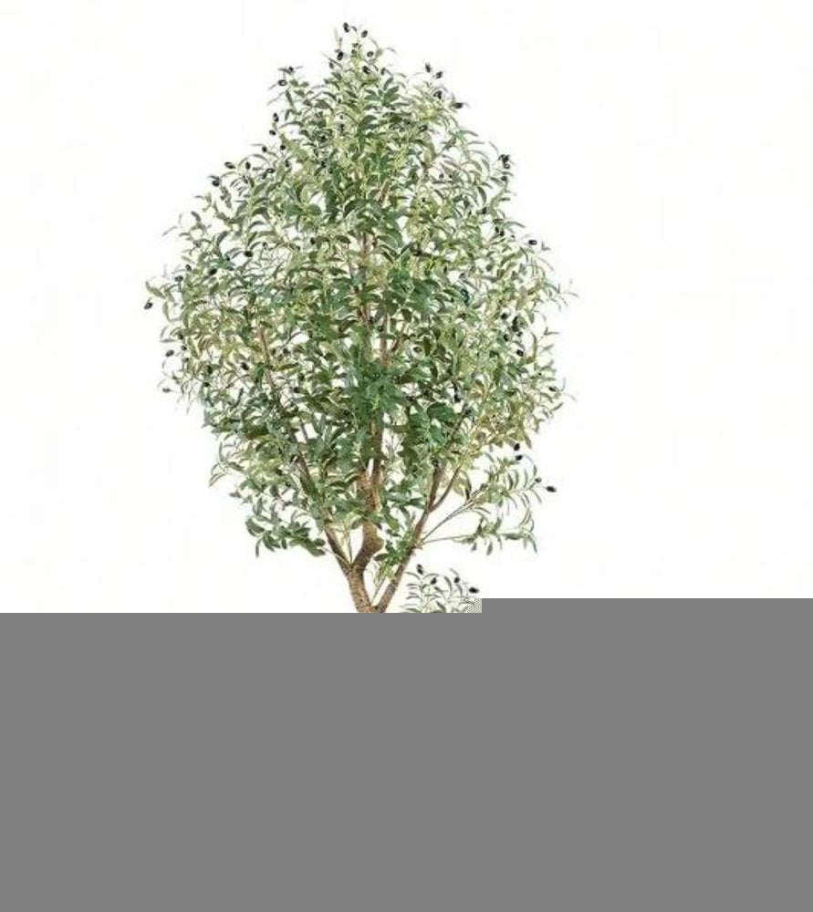 87" Green Artificial Olive Tree In Cylindrical Black Cement Pot