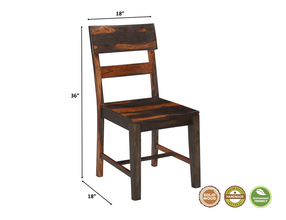 Seven Piece Brown Solid Wood Dining Set with Six Chairs