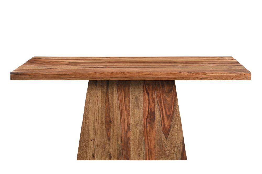 Seven Piece Brown Solid Wood Dining Set with Six Chairs and One Bench
