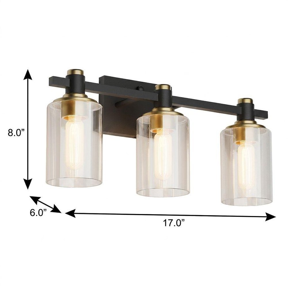 8" Black And Clear Glass Vanity Armed Sconce