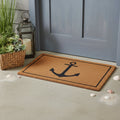 16" X 30" Light Brown And Navy Blue Anchor Indoor Coir Door Mat