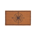 16" X 30" Light Brown And Navy Blue Compass Indoor Coir Door Mat