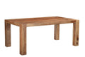 Seven Piece Brown Solid Wood Dining Set with Six Chairs and One Bench