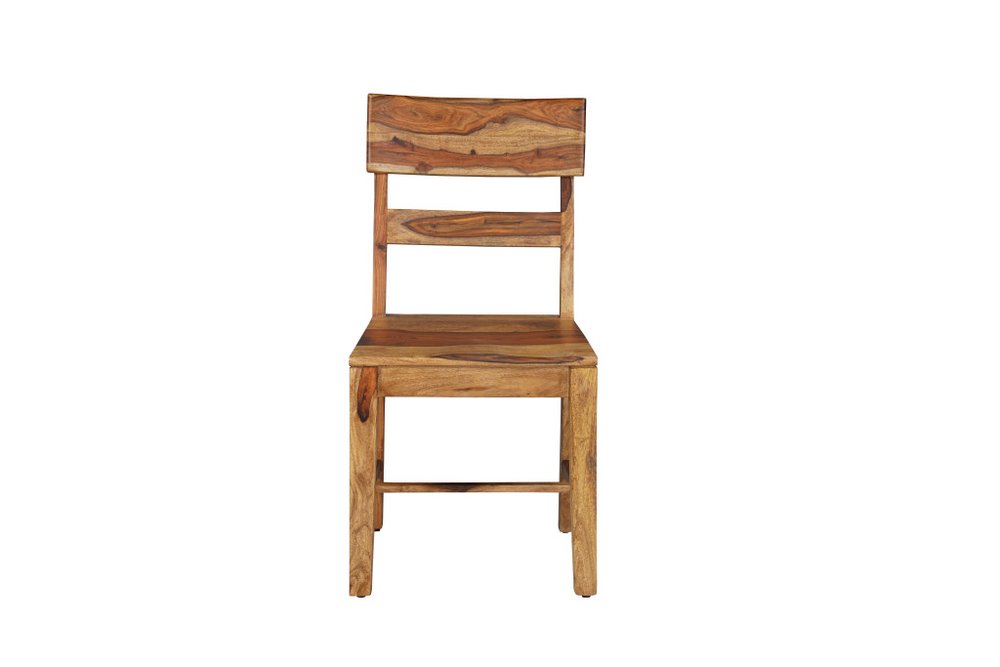 Seven Piece Brown Solid Wood Dining Set with Six Chairs and One Bench