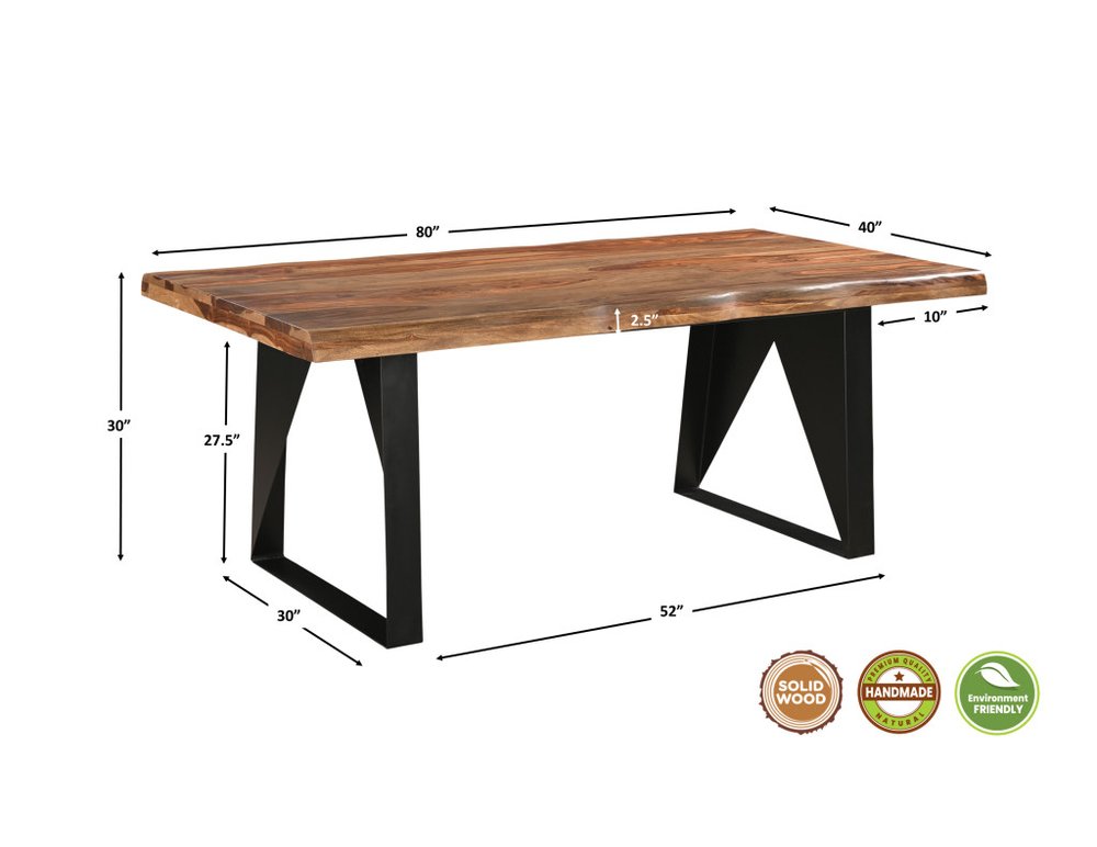 Seven Piece Brown and Black Solid Wood Dining Set with Six Chairs and One Bench