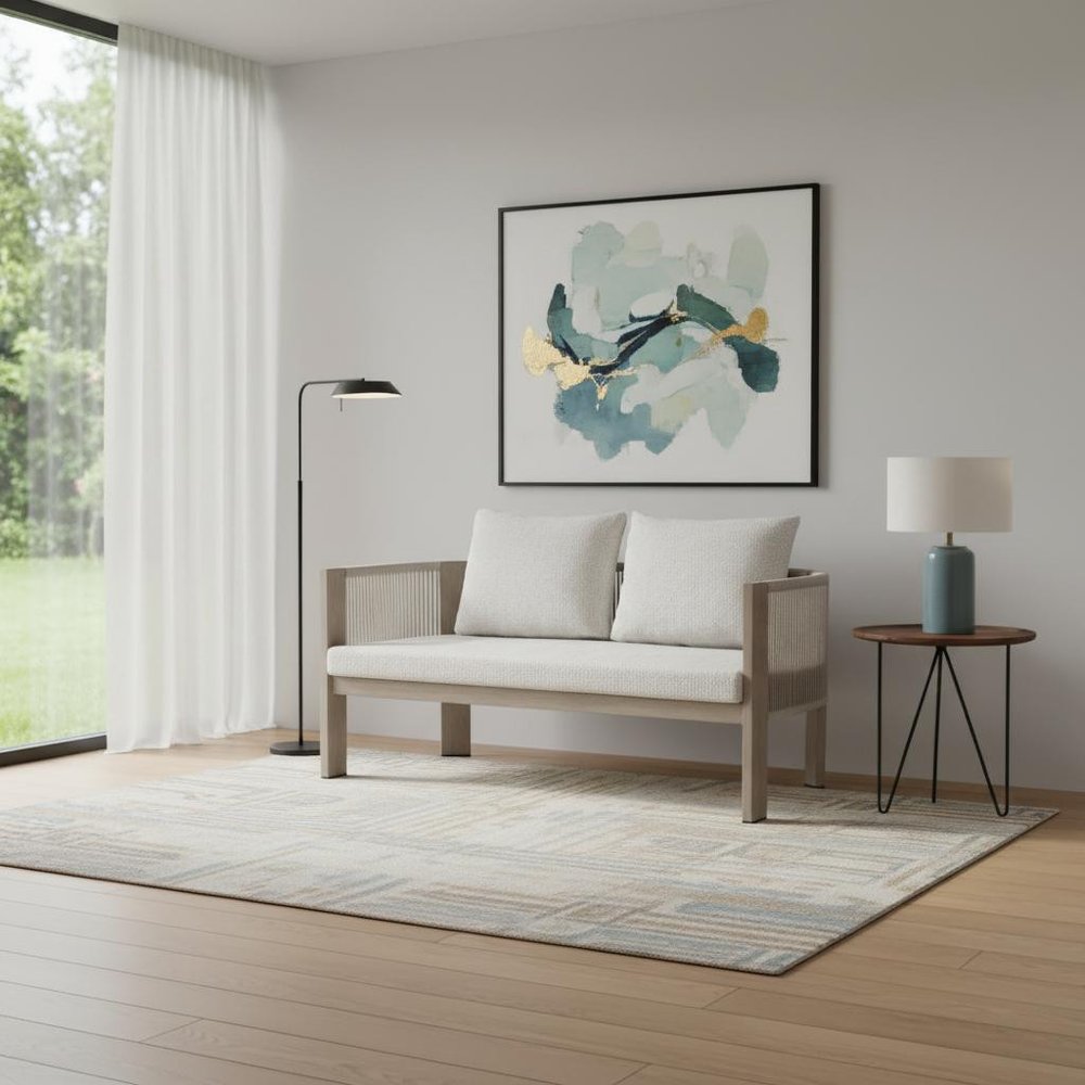 59" Beige Polypropylene Sofa