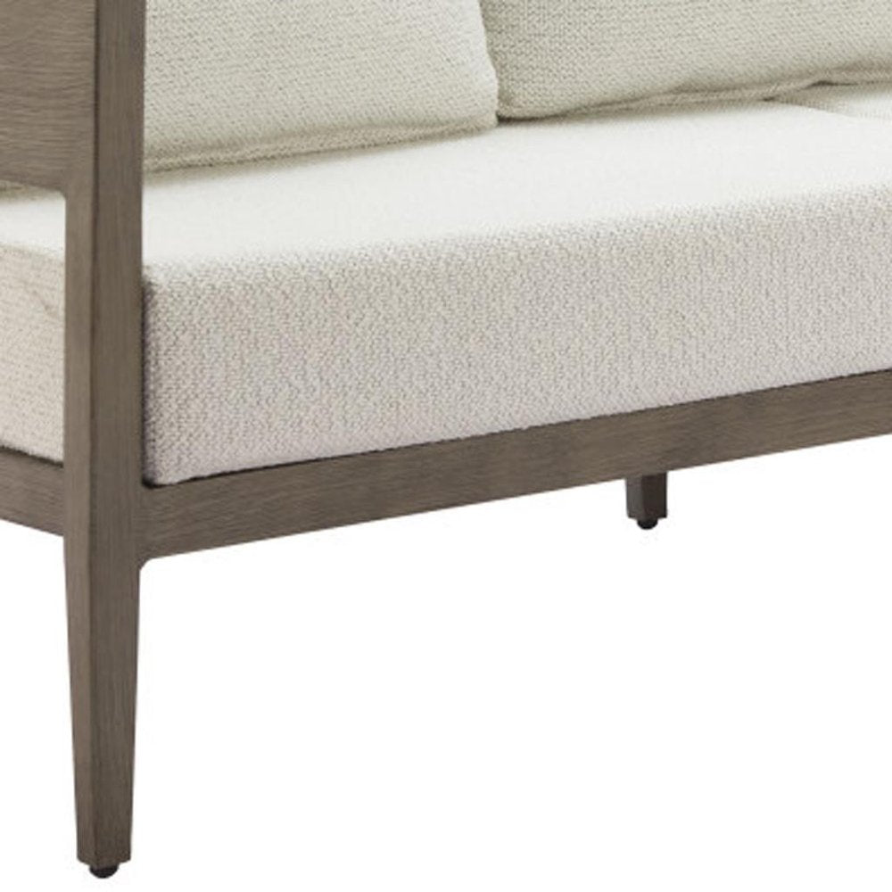 78" Beige Polypropylene Aluminum Sofa